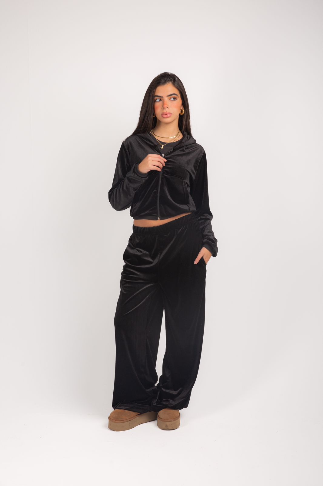 BLACK VELVET JOGGER SET