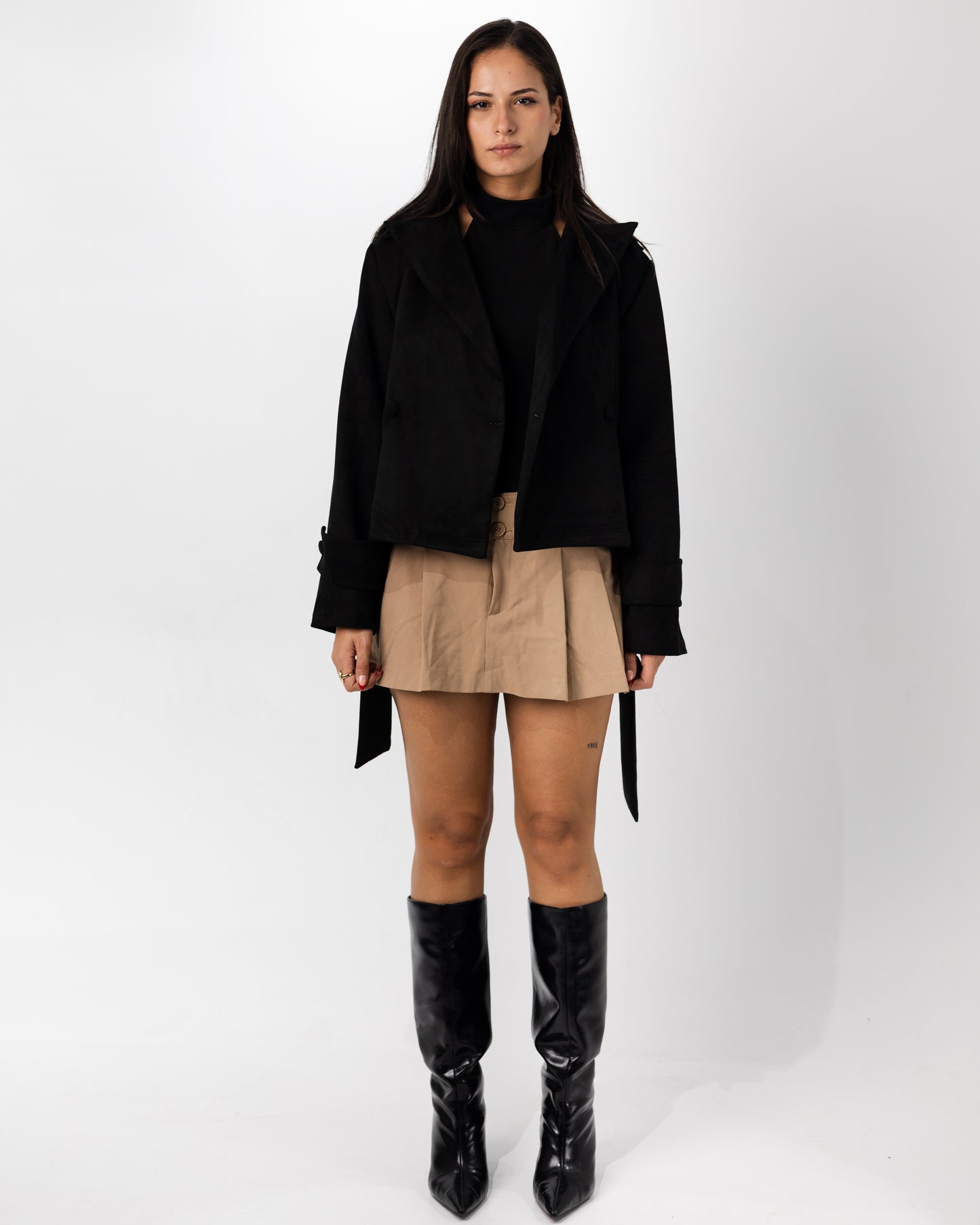 Belted Black Suede jacket